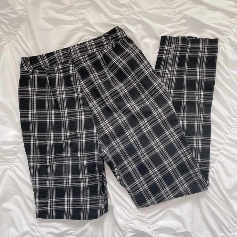 plaid high rise tapered trousers